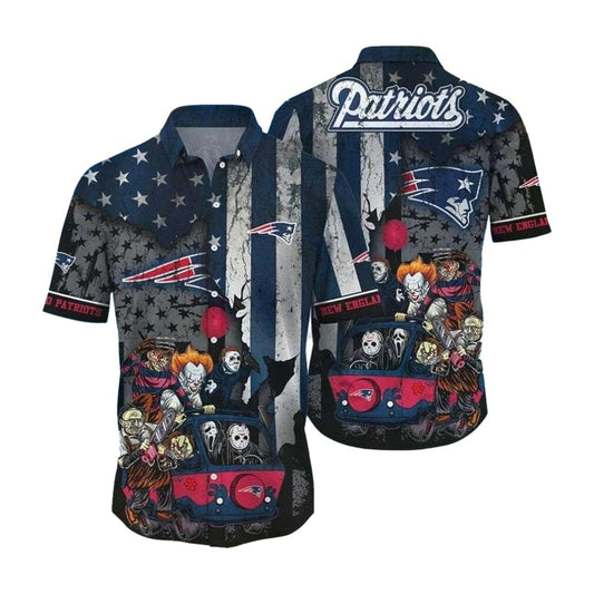 New England Patriots Horror Halloween Mashup Hawaiian Shirt - Moonbestprint