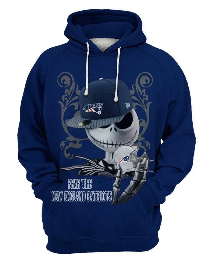 New England Patriots Jack Skellington 3D Hoodie, NFL Hoodie Moonbestprint