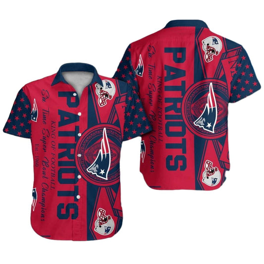 New England Patriots Logo And Helmet Red Hawaiian Shirt - Moonbestprint