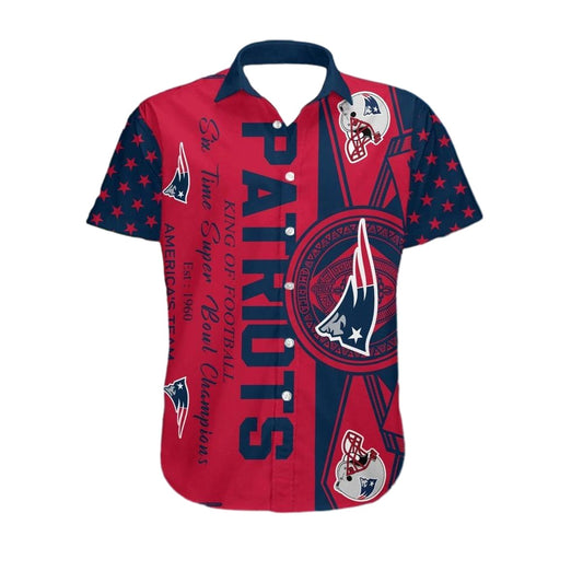 New England Patriots Logo And Helmet Red Hawaiian Shirt - Moonbestprint