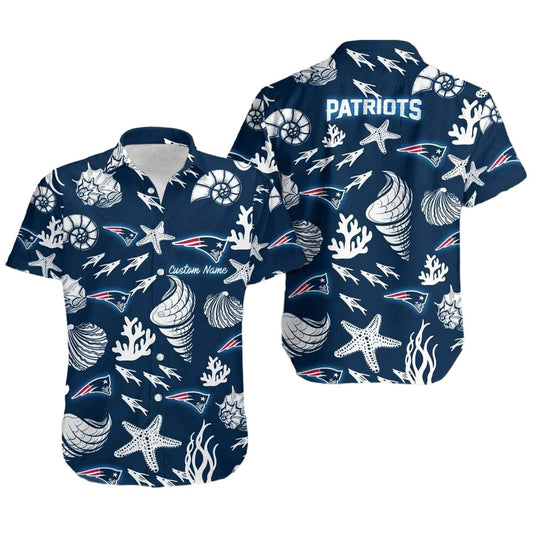 New England Patriots Logo Sea Icons Hawaiian Shirt - Moonbestprint