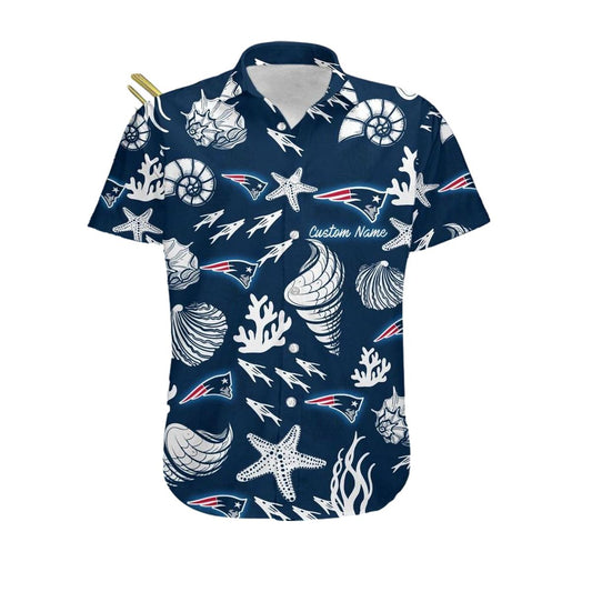 New England Patriots Logo Sea Icons Hawaiian Shirt - Moonbestprint