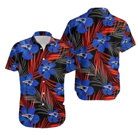 New England Patriots Logo Tropical Night Bloom Hawaiian Shirt - Moonbestprint