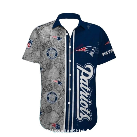 New England Patriots Logo Vintage Gear Inspired Hawaiian Shirt - Moonbestprint