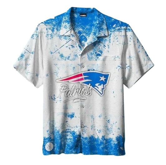 New England Patriots Logo Weathered Beach Vibes Hawaiian Shirt - Moonbestprint