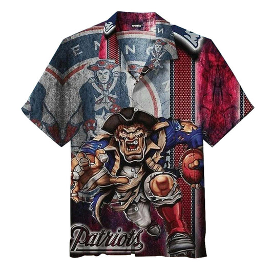 New England Patriots Mascot Rugby Vintage Hawaiian Shirt - Moonbestprint