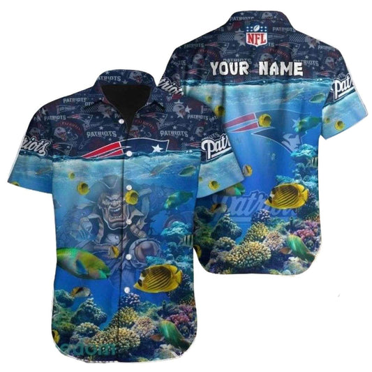 New England Patriots Mascot Underwater Blitz Hawaiian Shirt - Moonbestprint