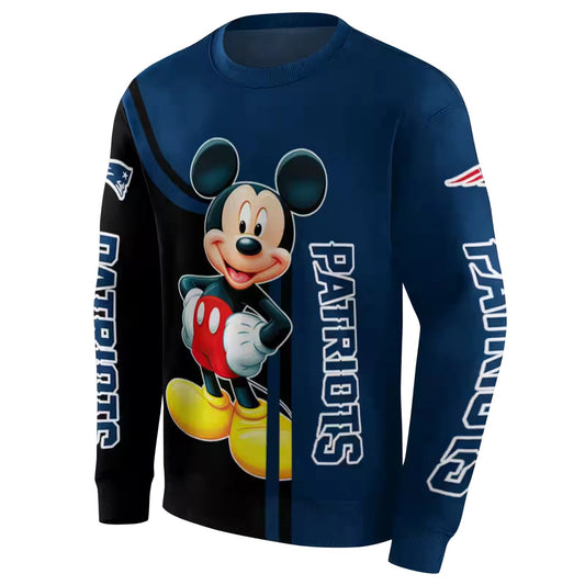 New England Patriots Mickey Mouse Blue Black AOP Sweatshirt - Moonbestprint