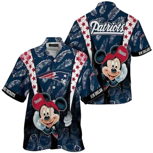New England Patriots Mickey Mouse Disney Tropical Hawaiian Shirt - Moonbestprint
