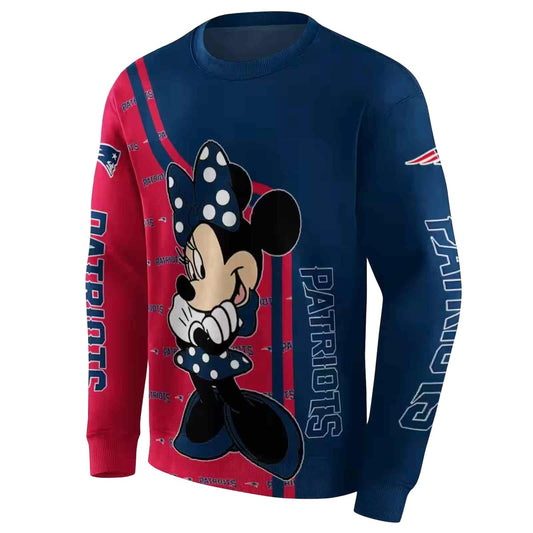 New England Patriots Minnie Mouse Blue AOP Sweatshirt - Moonbestprint