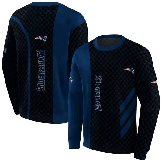 New England Patriots Monogram Pattern Blue AOP Sweatshirt - Moonbestprint