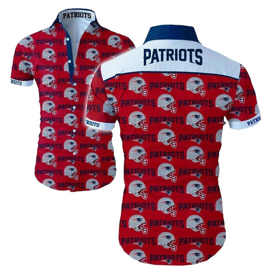 New England Patriots Multi Helmet Hawaiian Shirt - Moonbestprint