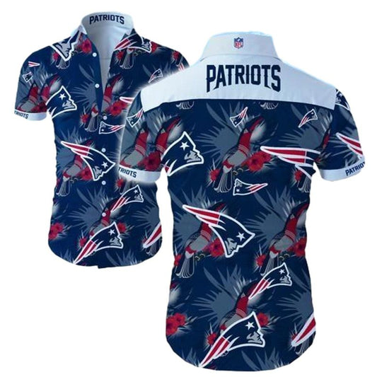 New England Patriots Multi Logo Hawaiian Shirt - Moonbestprint