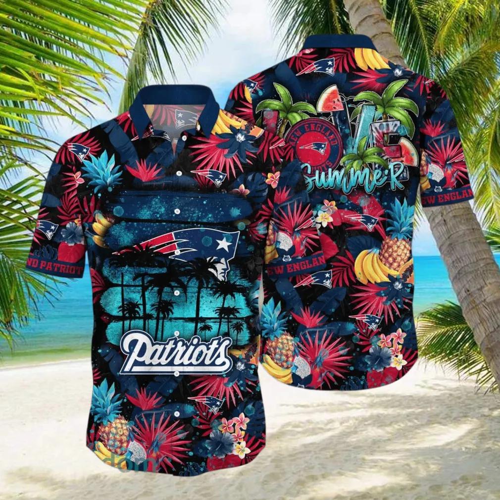 New England Patriots NFL Flower Art Hawaiian Shirt, NFL Hawaiian Shirt Moonbestprint