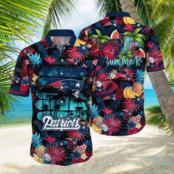 New England Patriots NFL Flower Art Hawaiian Shirt, NFL Hawaiian Shirt Moonbestprint