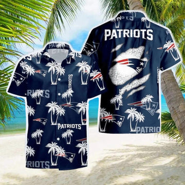 New England Patriots NFL Palm Tree Pattern Hawaiian Shirt, NFL Hawaiian Shirt Moonbestprint