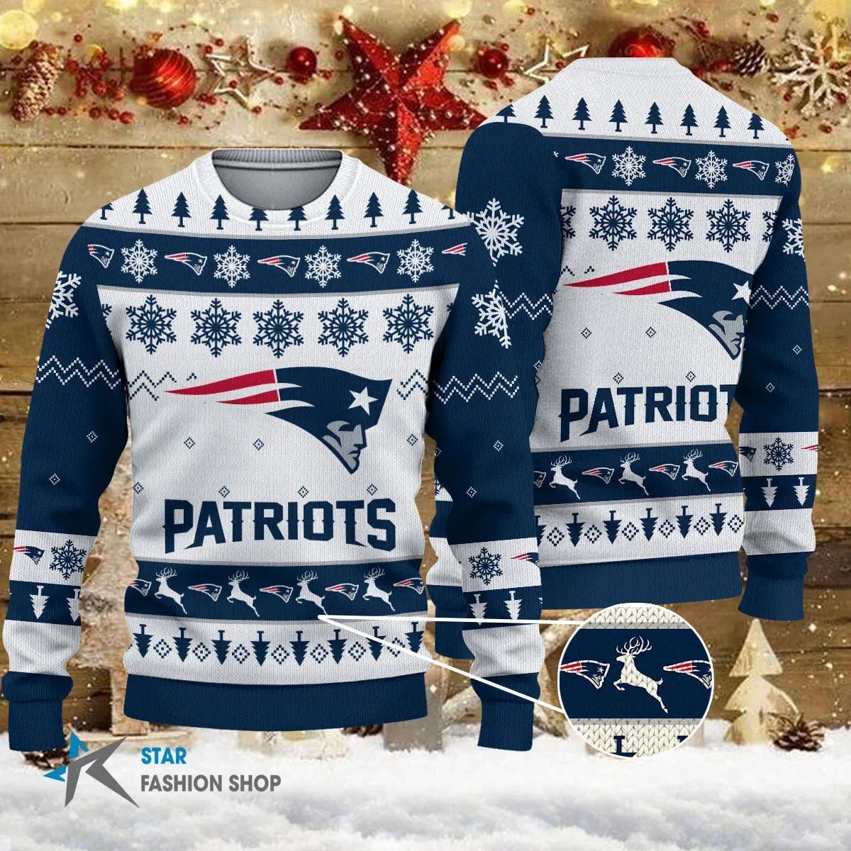 New England Patriots NFL Ugly Christmas Sweater, NFL Christmas Sweater Moonbestprint