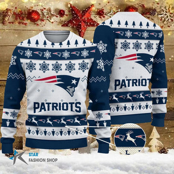 New England Patriots NFL Ugly Christmas Sweater, NFL Christmas Sweater Moonbestprint