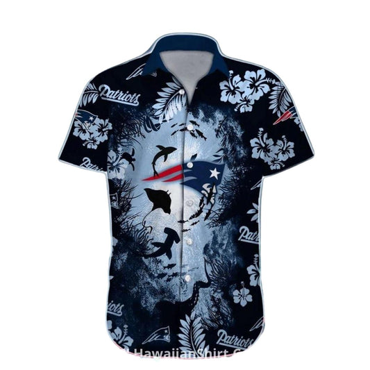 New England Patriots Ocean Wave Hawaiian Shirt - Moonbestprint