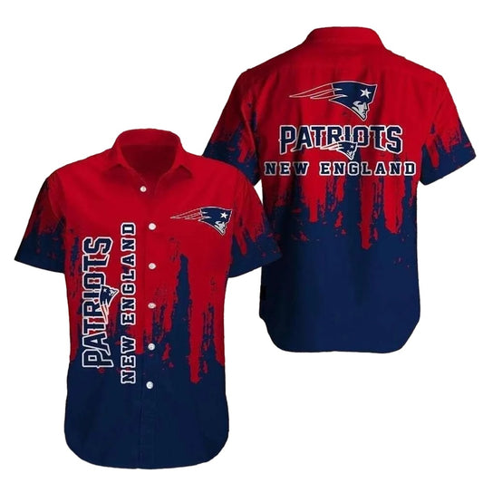 New England Patriots Old School Splash Art Hawaiian Shirt - Moonbestprint