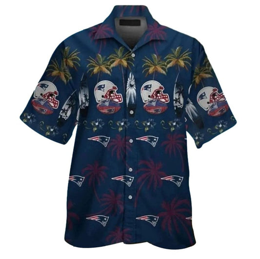 New England Patriots Palm Tree Helmet Hawaiian Shirt - Moonbestprint
