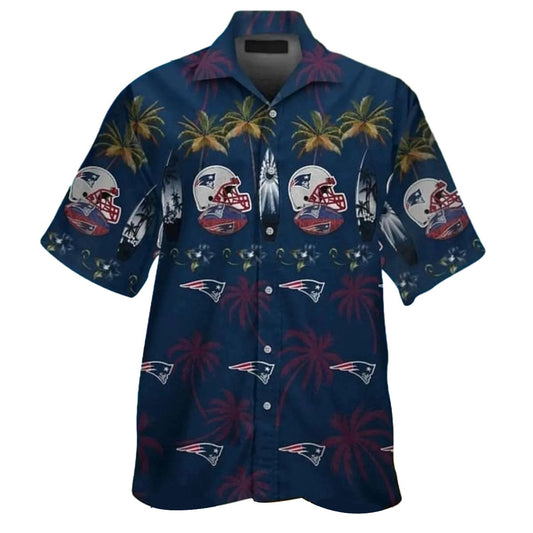 New England Patriots Palm Tree Helmet Hawaiian Shirt - Moonbestprint