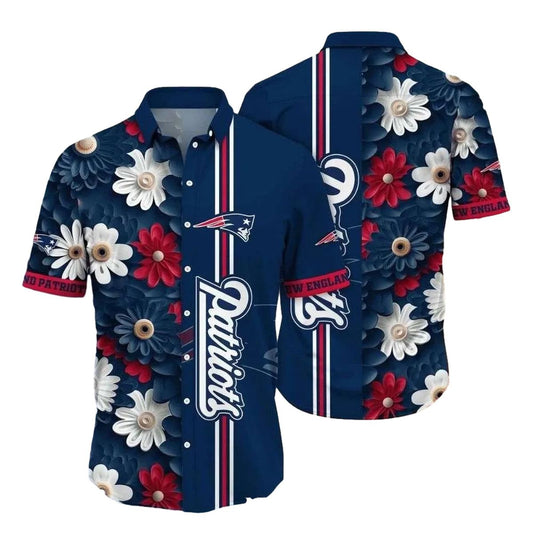 New England Patriots Petals Floral Game Day Elegance Hawaiian Shirt - Moonbestprint