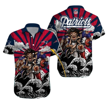 New England Patriots Pirate Mascot Hawaiian Shirt - Moonbestprint