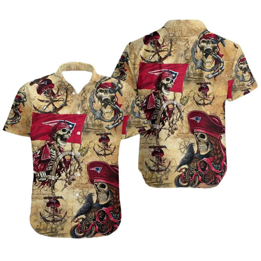 New England Patriots Pirates Retro Hawaiian Shirt - Moonbestprint