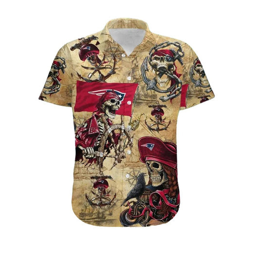 New England Patriots Pirates Retro Hawaiian Shirt - Moonbestprint