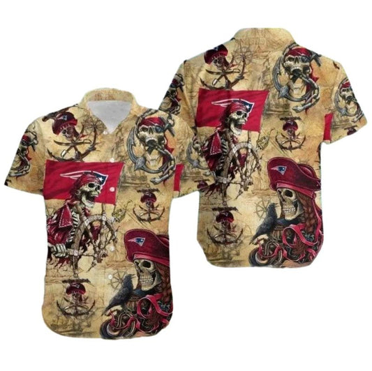 New England Patriots Pirates Treasure Patriots Hawaiian Shirt - Moonbestprint