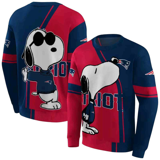 New England Patriots Playful Snoopy Blue AOP Sweatshirt - Moonbestprint