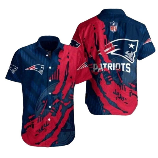 New England Patriots Red Zone Blast Abstract Artistic Hawaiian Shirt - Moonbestprint