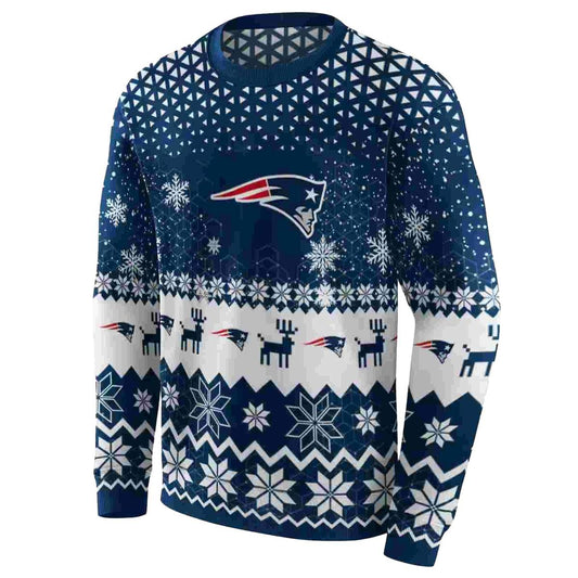 New England Patriots Reindeer Motif Blue AOP Sweatshirt - Moonbestprint