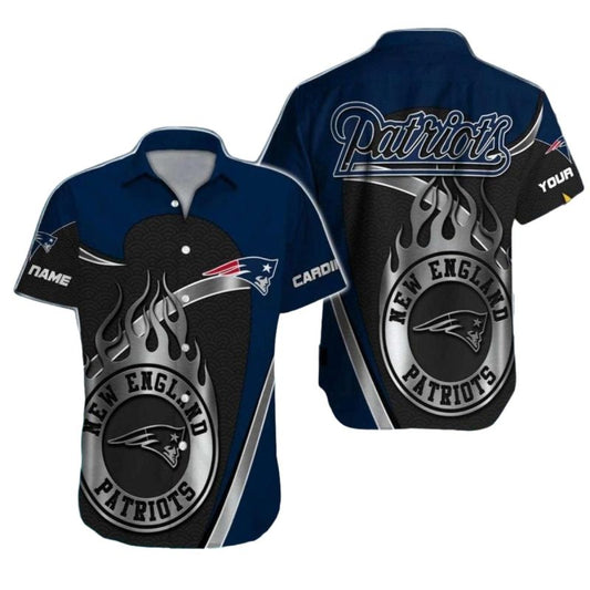 New England Patriots Silver Flame Hawaiian Shirt - Moonbestprint