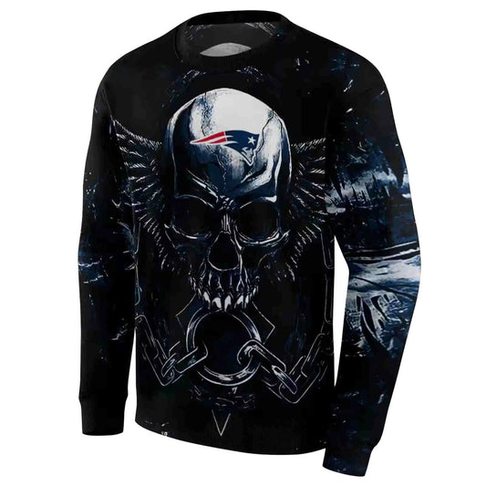 New England Patriots Skull Artwork Blue Black AOP Sweatshirt - Moonbestprint