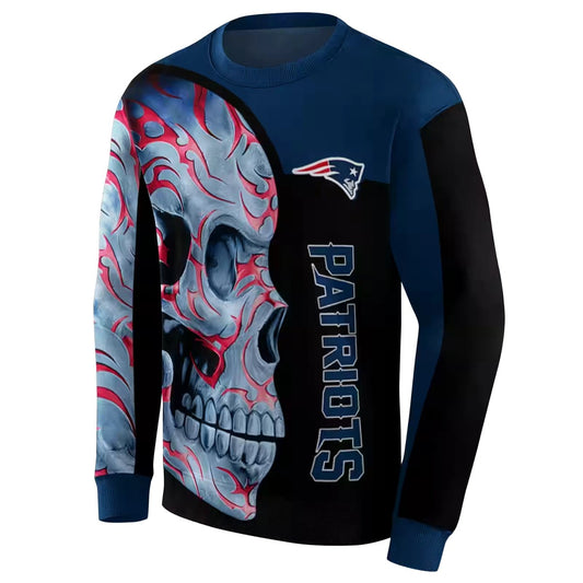 New England Patriots Skull Motif Blue Black AOP Sweatshirt - Moonbestprint