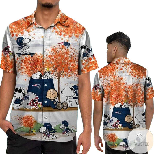 New England Patriots Snoopy Autumn Hawaiian Shirt - Moonbestprint