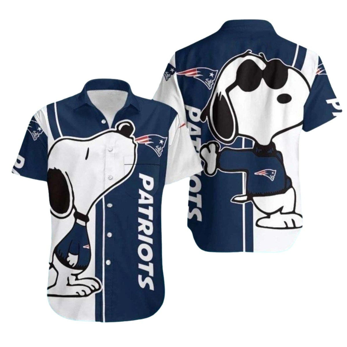 New England Patriots Snoopy Kiss Logo Hawaiian Shirt - Moonbestprint