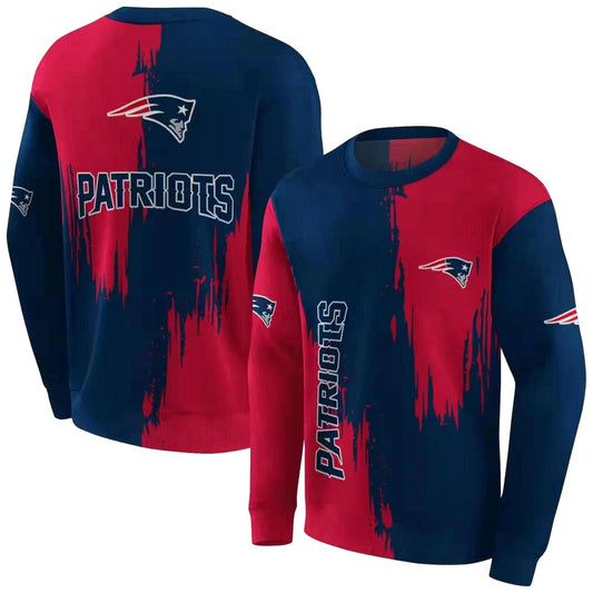 New England Patriots Splatter Effect Blue AOP Sweatshirt - Moonbestprint