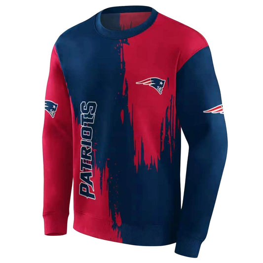 New England Patriots Splatter Effect Blue AOP Sweatshirt - Moonbestprint