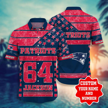 New England Patriots Star 3D Custom Name Hawaiian Shirt, NFL Hawaiian Shirt Moonbestprint