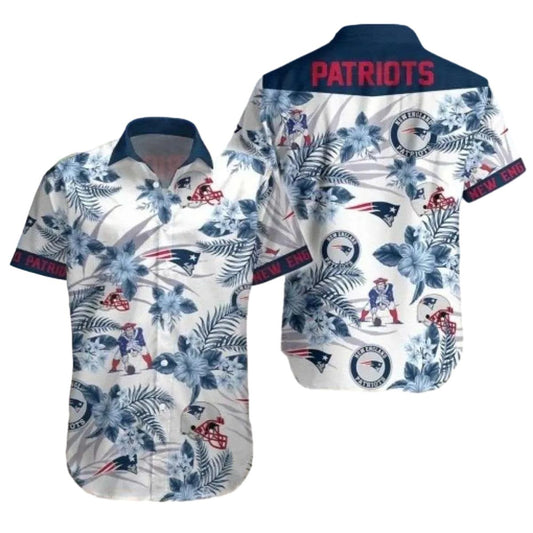 New England Patriots Summertime Touchdown Floral Hawaiian Shirt - Moonbestprint