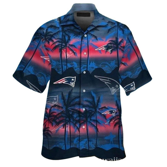 New England Patriots Sunset Palms Coconut Tree Hawaiian Shirt - Moonbestprint