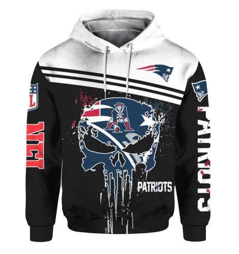 New England Patriots The Punisher Skull 3D Hoodie, NFL Hoodie Moonbestprint