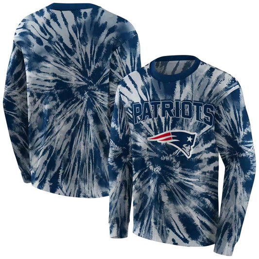 New England Patriots Tie Dye Pattern Blue AOP Sweatshirt - Moonbestprint