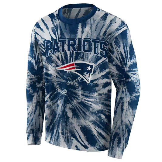 New England Patriots Tie Dye Pattern Blue AOP Sweatshirt - Moonbestprint