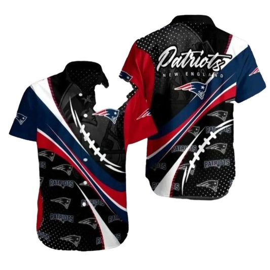 New England Patriots Touchdown Style Black Hawaiian Shirt - Moonbestprint
