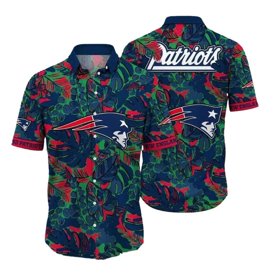 New England Patriots Tropical Blitz Exotic Leafy Showdown Style Hawaiian Shirt - Moonbestprint