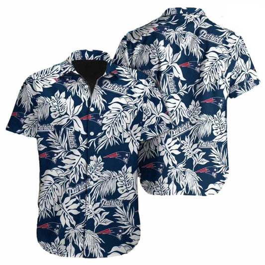 New England Patriots Tropical Leafs Hawaiian Shirt - Moonbestprint